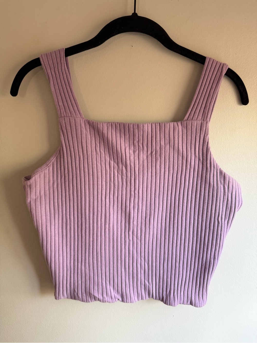 SO Ribbed Square-Neck Tank Top - Light Purple